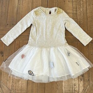 Catimini sparkle tulle patch sweatshirt dress